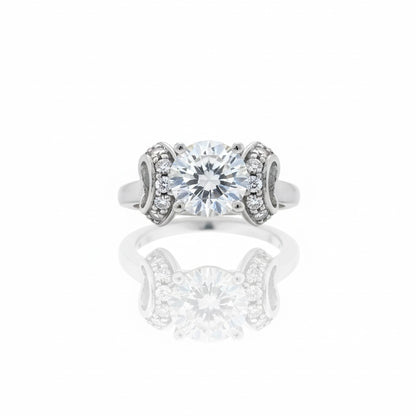 18ct Zirconia Hand Engraved Ribbon Shoulder Ring