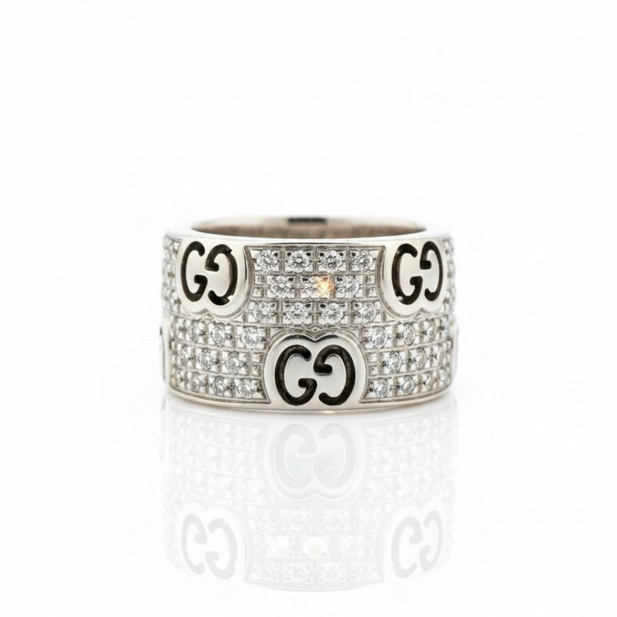 18ct White Gold Diamond GUCCI Band Ring