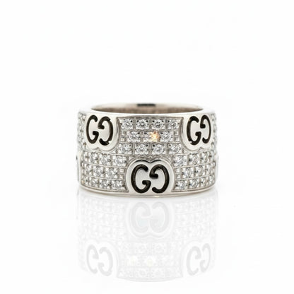 18ct White Gold Diamond GUCCI Band Ring