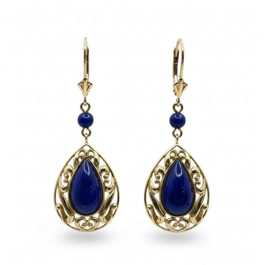 9ct Tear Drop Lapis Lazuli Earrings