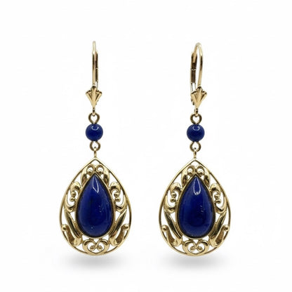 9ct Tear Drop Lapis Lazuli Earrings
