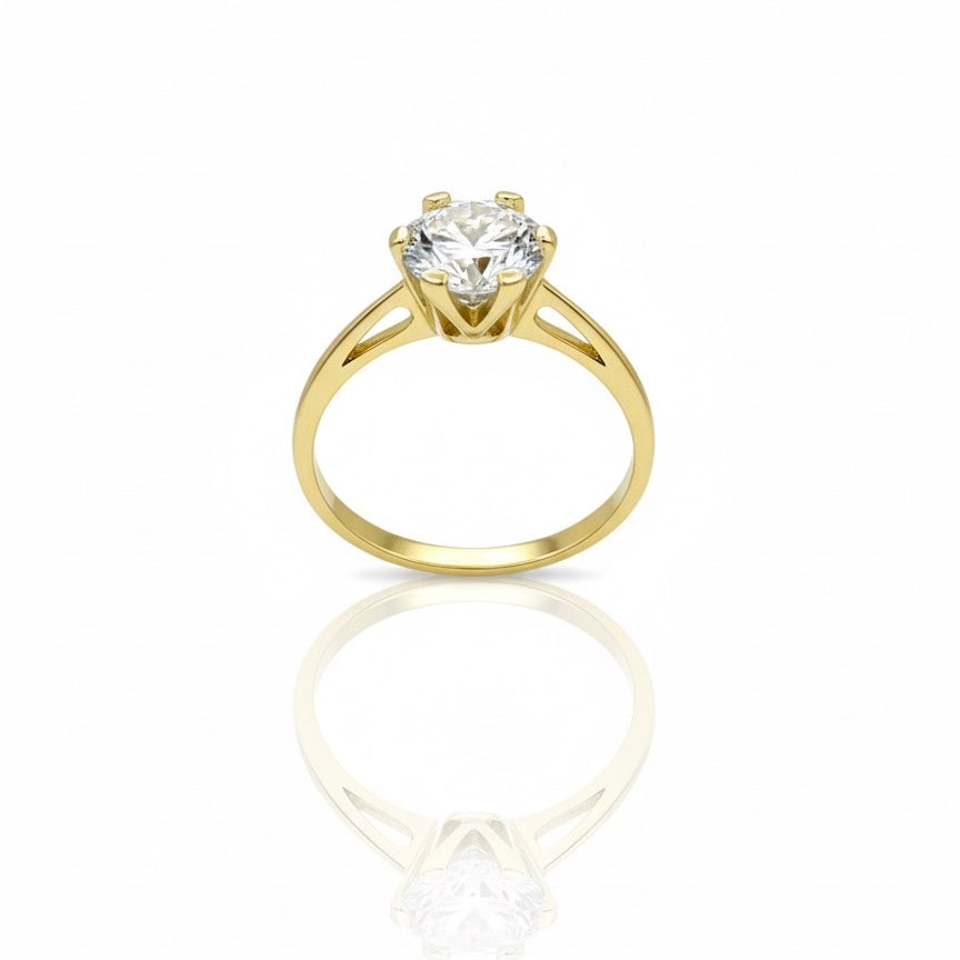 14ct Solitaire Zirconia Ring