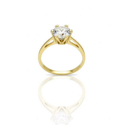 14ct Solitaire Zirconia Ring