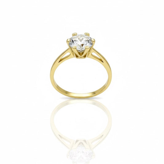 14ct Solitaire Zirconia Ring