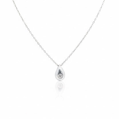 18ct White Gold Zirconia Drop Pendant With Chain