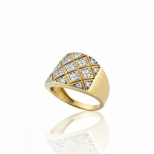 9ct Square Set Zirconia Dress Ring