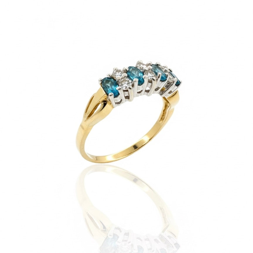 9ct Aquamarine And Zirconia Ring