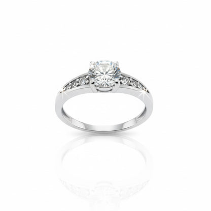 9ct White Gold Zirconia With Hand Set Graduating Shoulder Ring