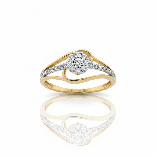 18ct Cluster Set Diamond With Twisted band extension Ring