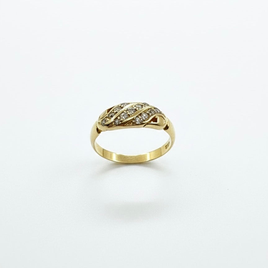 18ct Yellow Gold Triple Wave Diamond Ring