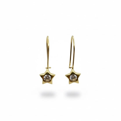 14ct Zirconia Hook Star Solitaire Earrings