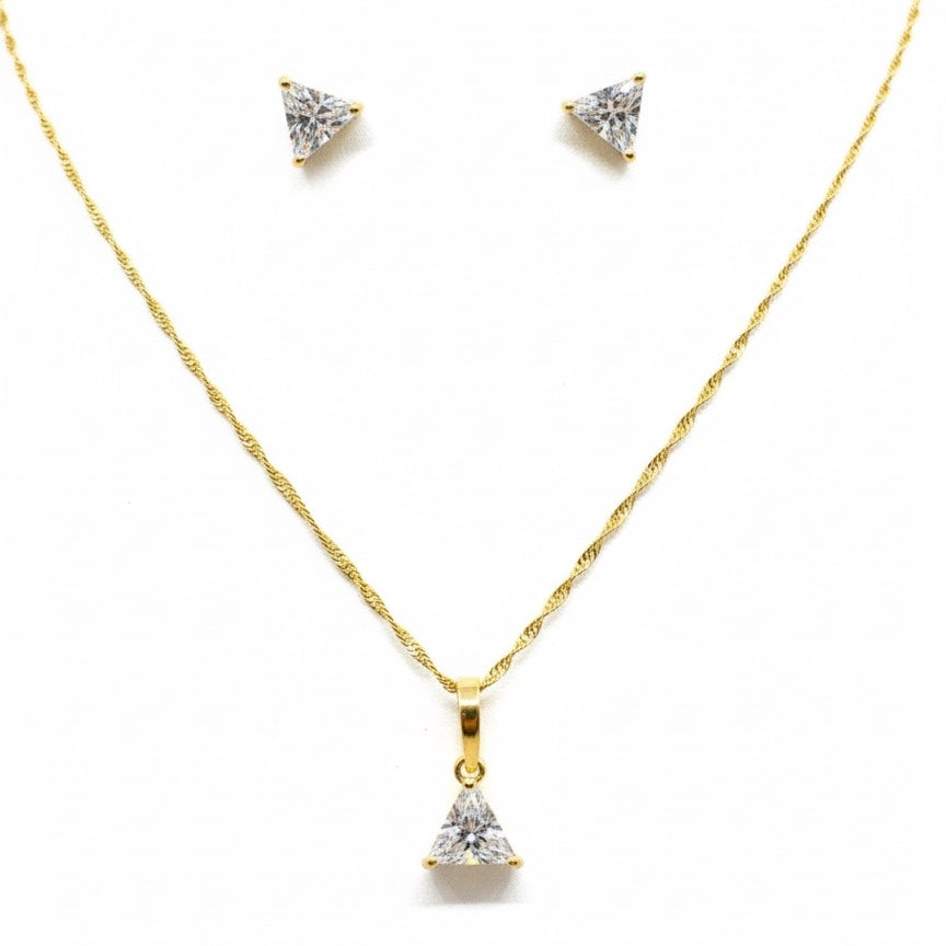 Trillion Cut Solitaire Zirconia Pendant Set