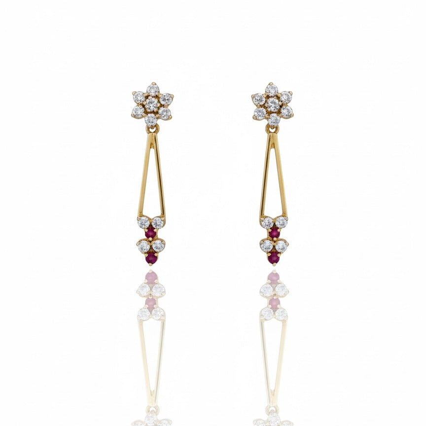 14ct Diamond Ruby With Removable Studs And Adjustable Height Earrings