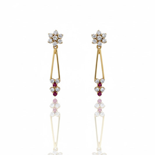 14ct Diamond Ruby With Removable Studs And Adjustable Height Earrings
