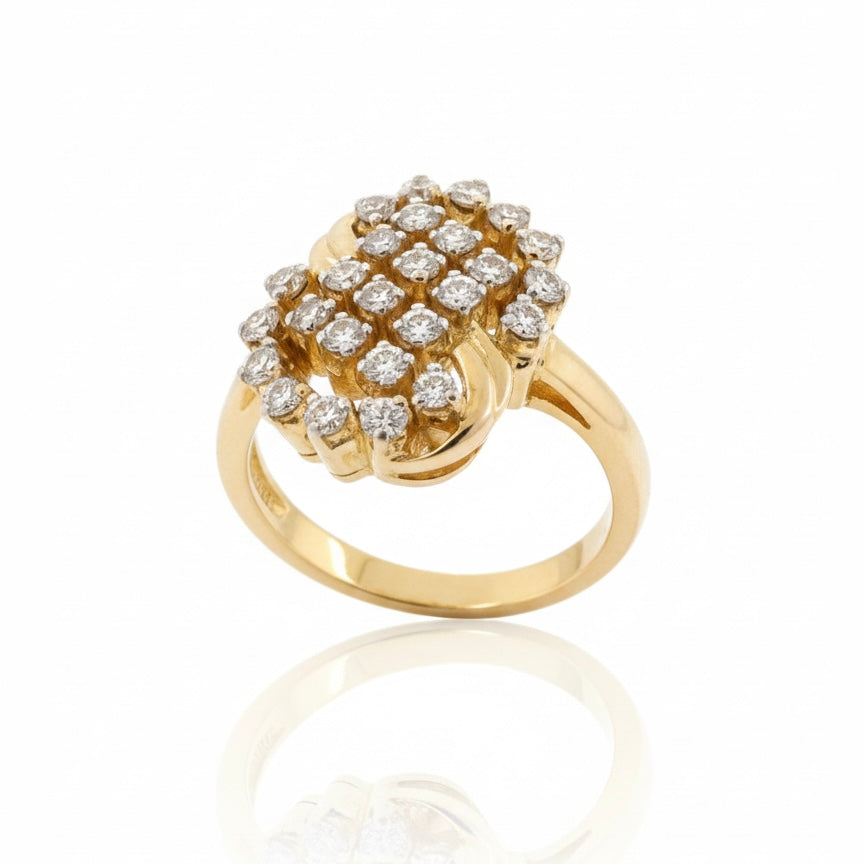 14ct Fancy Centre Cluster Diamond Ring