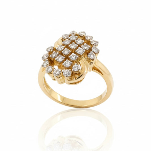 14ct Fancy Centre Cluster Diamond Ring