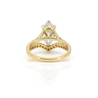 18ct Marquees Solitaire Diamond Ring With Matching Shape Eternity Band Ring Set