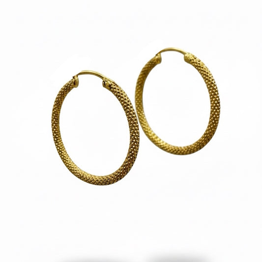 22ct Laser Design Hoop Earrings