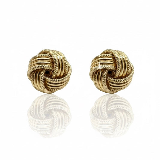 9ct Hand Crafted Ball Twisted Stud Earring