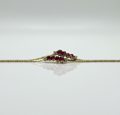 18ct Princess Cut Ruby And Diamond Bracelet