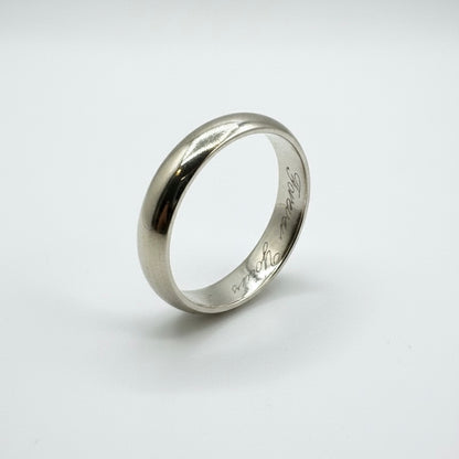 9ct White Gold Hand Engraved Band Ring