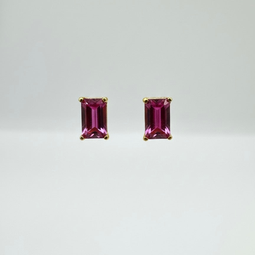 22ct Red Emerald Cut Zirconia Pendant Set