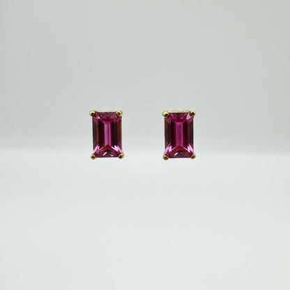 22ct Red Emerald Cut Zirconia Pendant Set