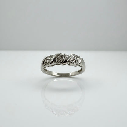 9ct White Gold Petal Diamond Ring