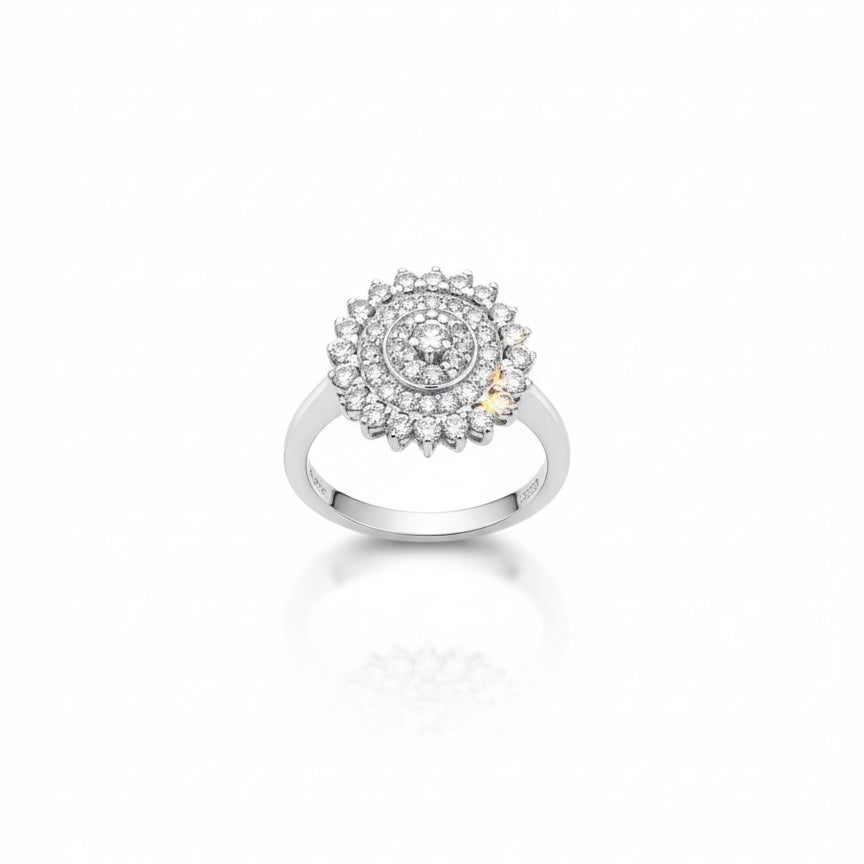 18ct White Gold Faint Yellow Diamond Ring