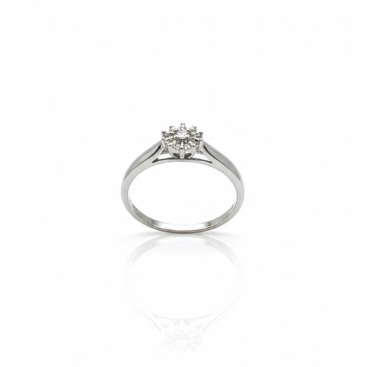 9ct White Gold Diamond Solitaire Crown Ring
