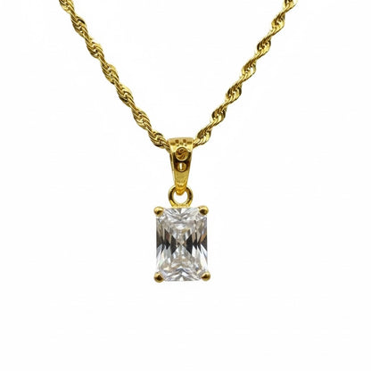 22ct Solitaire Princess Cut Zirconia Pendant Set