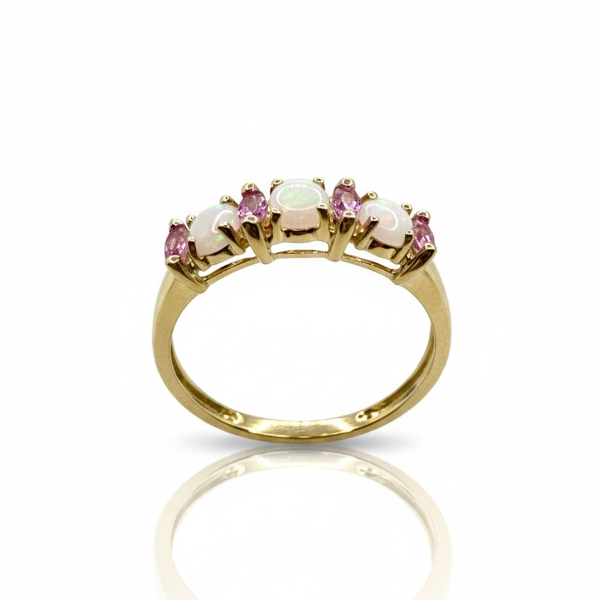 9ct Opal And Amethyst Ring