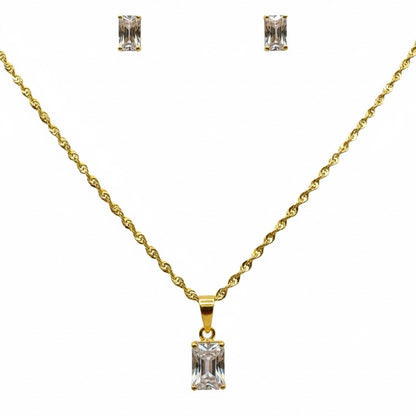 22ct Solitaire Princess Cut Zirconia Pendant Set