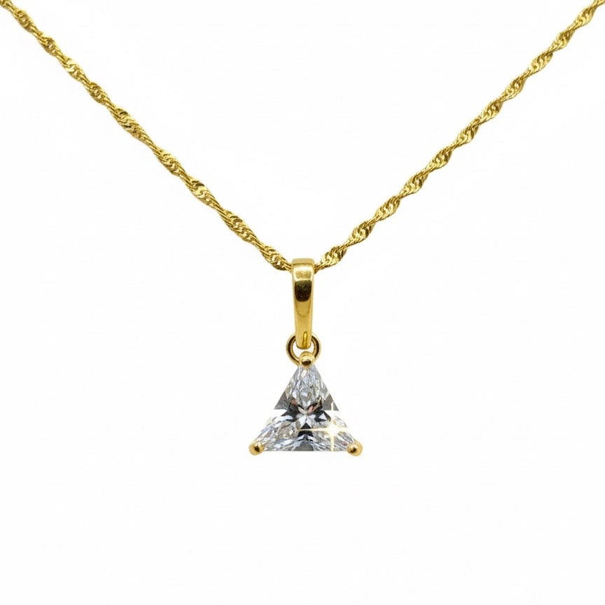 Trillion Cut Solitaire Zirconia Pendant Set
