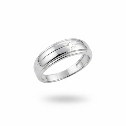 9ct White Gold Solitaire Diamond Band Ring