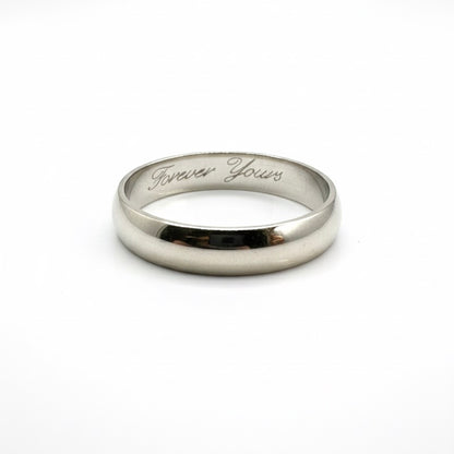9ct White Gold Hand Engraved Band Ring