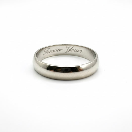 9ct White Gold Hand Engraved Band Ring