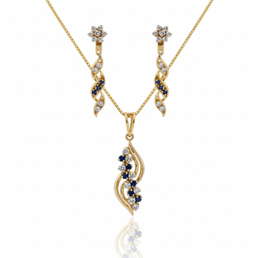 14ct Sapphire and Diamond Pendant Set
