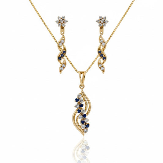 14ct Sapphire and Diamond Pendant Set