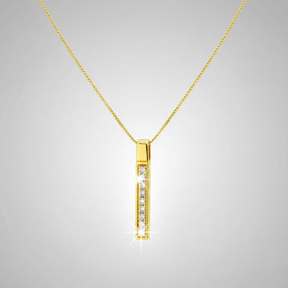 9ct Zirconia Set Bar Pendent and Chain