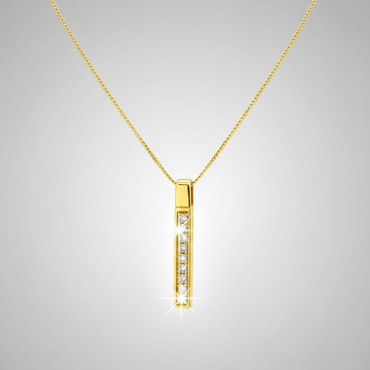 9ct Zirconia Set Bar Pendent and Chain