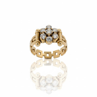 18ct Chain Link Flower Centre Diamond Ring