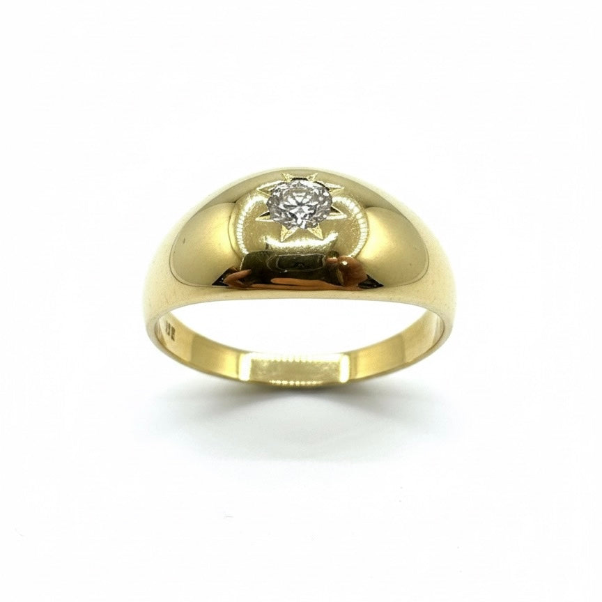 9ct Solitaire Domed Band Diamond Ring