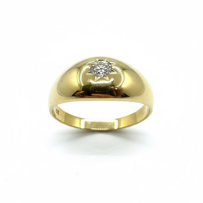9ct Solitaire Domed Band Diamond Ring