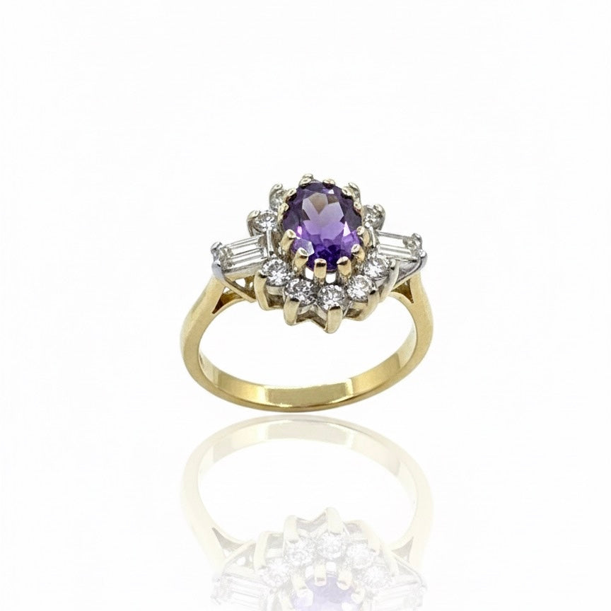 9ct Amethyst And Zirconia Ring