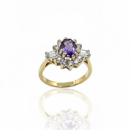 9ct Amethyst And Zirconia Ring
