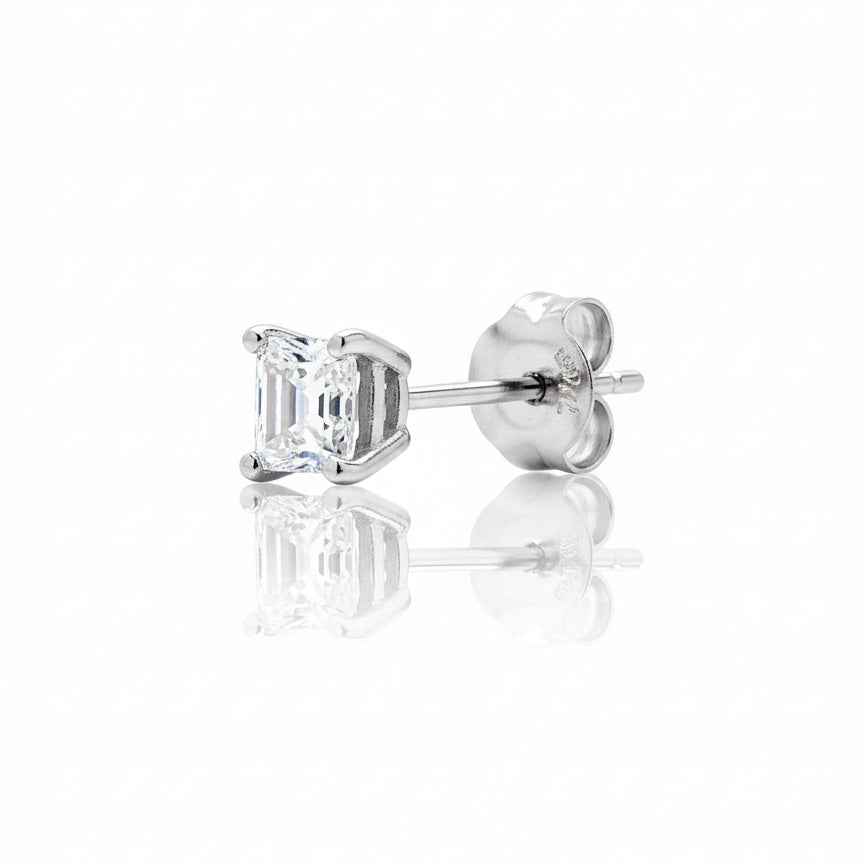 14ct White Gold Princess Cut Diamond Solitaire Stud Earrings