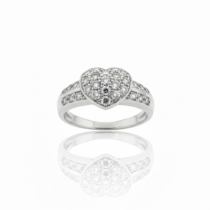 9ct Heart and Double Shoulder Zirconia Ring