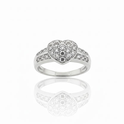 9ct Heart and Double Shoulder Zirconia Ring