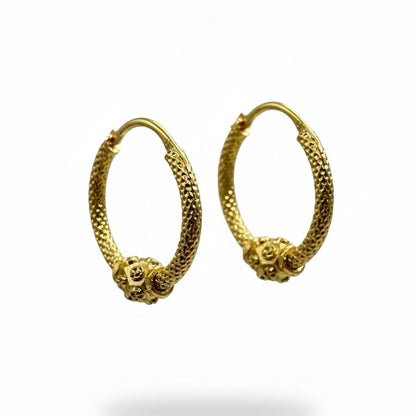 22ct Laser Design Hoop Earring
